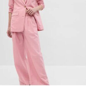 Gap Linen Cotton-Pleated Pants in May Pink